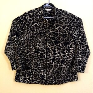Allison Daly Women's Size 2X Soft Animal Print Zip Up Light Jacket. Lined.